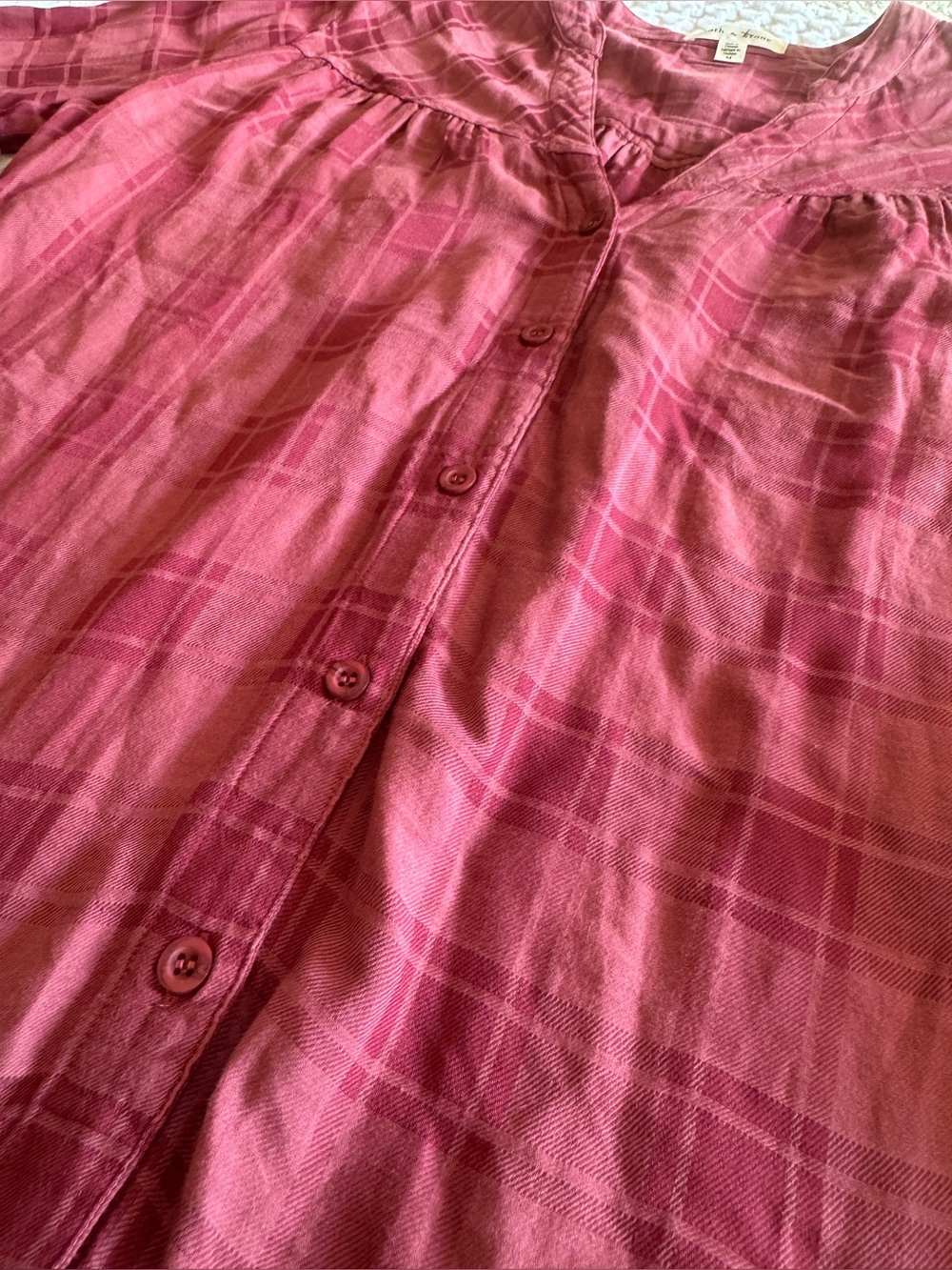 Anthropolgie Cloth & Stone Women’s Plaid Button Long Sleeve‎ Blouse Size Medium - Picture 4 of 8